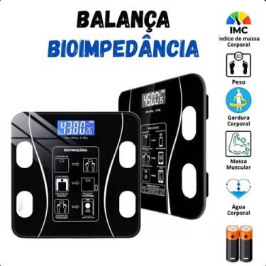 Imagem de Balança Corporal Bioimpedância Digital Bluetooth IMC Saúde Vidro Preto