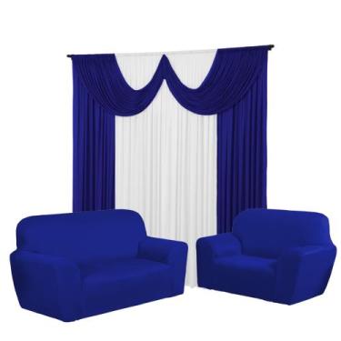 Imagem de Kit Cortina Paris 2 Metros+Capa De Sofá 3 e 2 Lugares Coladinha Malha 