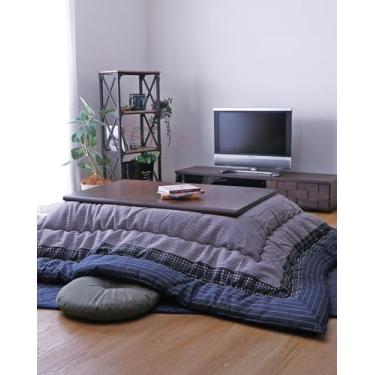 Imagem de FULI Cobertor japonês Kotatsu, edredom de futon Kotatsu acolchoado quente, top 100% algodão, feito no Japão, 205 x 245 cm, retangular (preto)