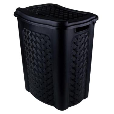 Imagem de Cesto de Roupa 45L com Tampa Ratan Preto 3UD 453