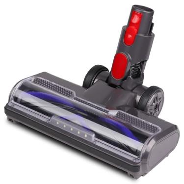 Imagem de HESTIA Acessório de piso de madeira para aspiradores de pó sem fio Dyson V7 V8 V10 V11 V15 SV10 SV12 SV14 sem fio, escova de rolo em forma de V, faróis de LED, peças de substituição de cabeça de