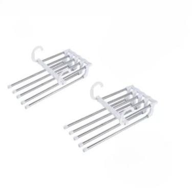 Imagem de Kit 3 Cabide Para Calças Organizador Aço Inox Multifuncional Retrátil 5 em 1(PRETO,2)