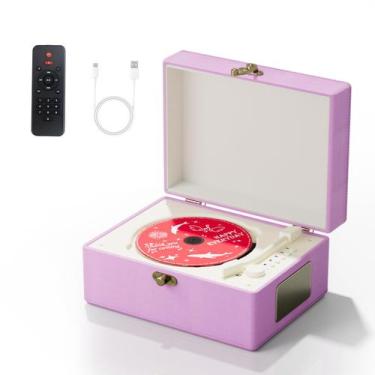 Imagem de Leitor de CD Yintiny Recarregável de Couro com Bluetooth Roxo