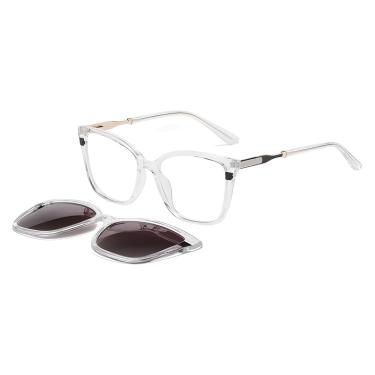 Imagem de Óculos Armação 2 em 1 Clip-On Feminino Volant Trasnparente Frizz