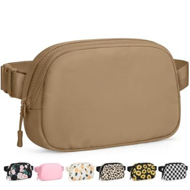 Imagem de Pritent Pochetes femininas transversais à prova d'água com alça ajustável e bolso traseiro com zíper nas costas, bolsas transversais modernas para treino, viagens, Caqui, Small