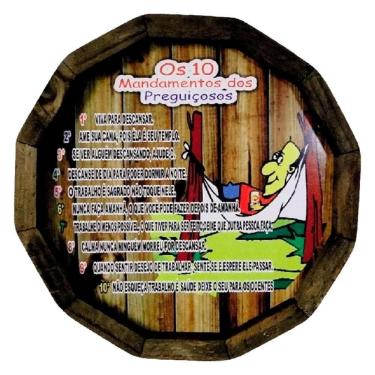 Imagem de Quadro Tampa Barril Em Madeira Rústica Os 10 Mandamentos Dos