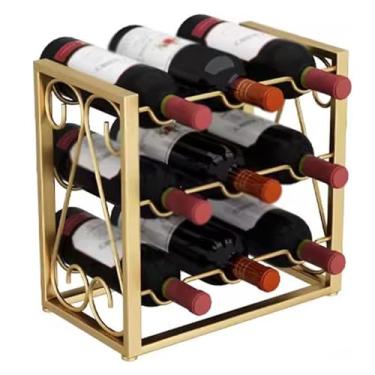 Imagem de Suporte de vinho de arte de ferro 2 níveis/3 camadas suporte de garrafas de vinho de bancada rack de metal organizador de vinho de mesa suporte de garrafas de vinho rack de champanhe