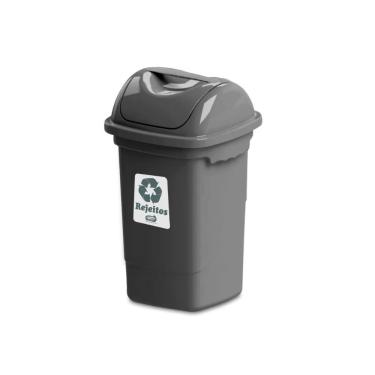 Imagem de Lixeira Seletiva Basculante 30l Plasvale Cinza Rejeitos Cinza