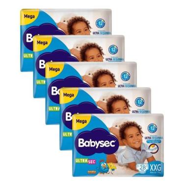 Imagem de Kit 5 Fraldas Babysec Ultrasec Mega Galinha Pintadinha XXG com 28 unid