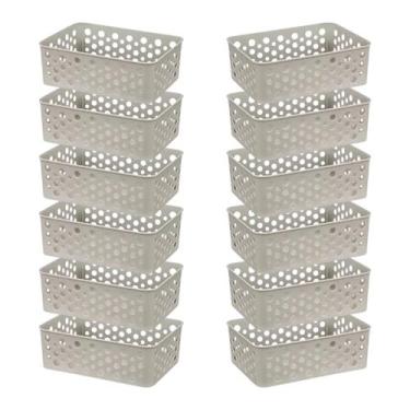 Imagem de Conjunto 12 Cestos Multiuso Empilhável Organizador De Gavetas Lavander