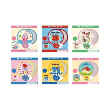 Imagem de Mini Leque Redondo Dobrável Fofo Com Refletor De Foto, Leque Decorativ