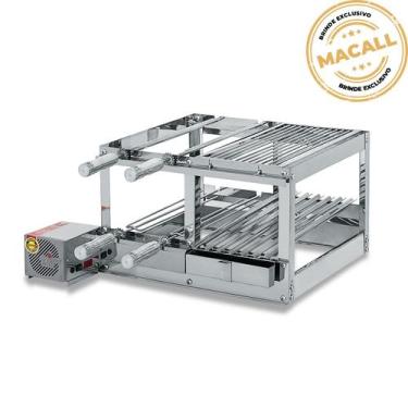 Imagem de Churrasqueira Conjugada Giratória Inox 2 Andares 2 Grelha 4 Espetos - 