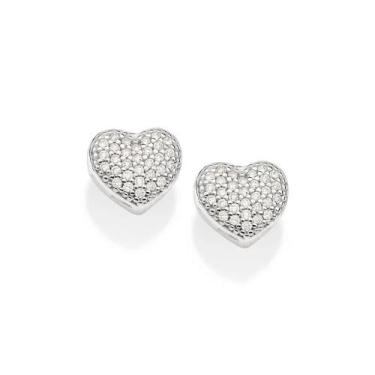 Imagem de Brinco Rommanel Prata 925 Coração Zircônias 820122