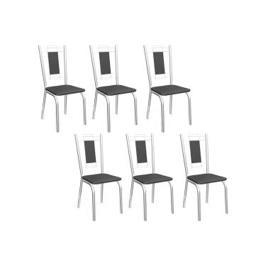 Imagem de Cadeira de Cozinha Florença 2C005 Aço Kit 6 Uni Cromada/Preto 110 - Kappesberg