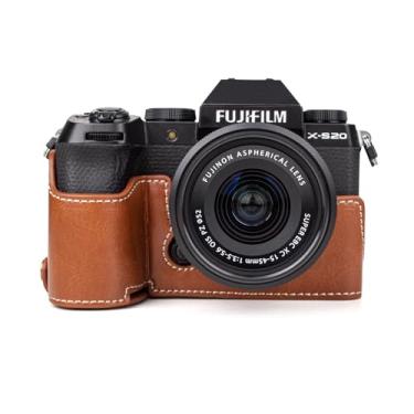 Imagem de MUZIRI KINOKOO Capa para câmera Fujifilm Fuji XS20/X-S20, capa protetora de couro PU estilo retrô Fuji XS20 com alça de mão e design inferior de abertura, Marrom, Estilo retrô