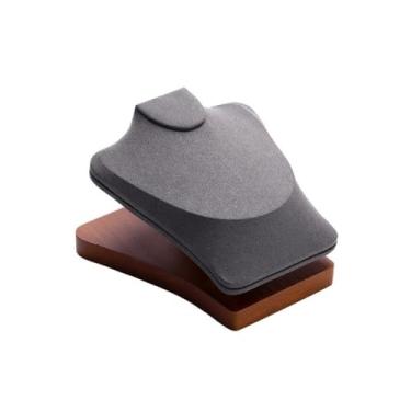 Imagem de YAYAOVP-24927 Expositor de joias para vender joias suporte de exibição de colar modelo de madeira suporte de exibição de pescoço balcão de janela adereços de joias suporte organizador de joias (cinza)