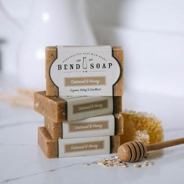 Imagem de Bend Soap Company Sabonete natural de leite de cabra feito à mão para alívio da pele seca, aveia e mel, pacote com 4 127 g