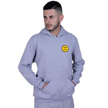 Imagem de Moletom Unissex Canguru Sad Smile Bad Tumblr - Lafre, Cinza, M
