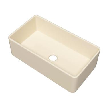 Imagem de Miuara Pia Bone Farmhouse 83 cm - Avental frontal para pia de cozinha reversível 83 x 45 x 25 cm, instalação inferior, tigela única estilo casa de fazenda, refratário sólido resistente, cor óssea