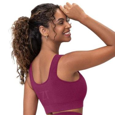 Imagem de Top Fitness Efeito Ribana com Bojo Removível sem Costura Marsala Zee R