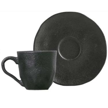 Imagem de Conjunto com 6 xícaras de café e pires Orgânico Carbon 120 ml Porto Brasil