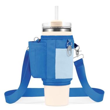 Imagem de STAISE Bolsa de transporte de garrafa de água para copo Stanley de 40/850 g, bolsa de neoprene com alça transversal ajustável, Azul, 40 oz