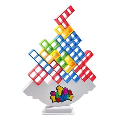 Imagem de Jogo Tetris Power, Torre de Blocos com Base Instável e Cartões, Jogo de Equilíbrio para Família