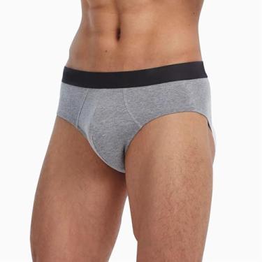 Imagem de BATTEWA Roupa íntima masculina lavável à prova de vazamento para incontinência íntima masculina reutilizável absorvente de urina cueca boxer (grande, cinza)
