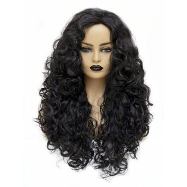 Imagem de Peruca Gerulyss Long Wavy 71 cm de fibra sintética preta para mulheres