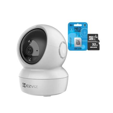 Imagem de Kit Camera de Segurança Wi-Fi IP Full HD 2MP Modelo H6C com Visao Noturna 360 + Cartao de Memoria 32GB