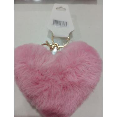 Imagem de Chaveiro de coração pelúcia pompom/cor rosa - Marilene