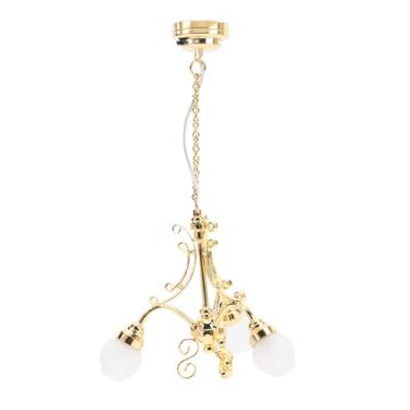 Imagem de Keenso Lustre de Dollhouse, Luminária LED Em Miniatura Com Design Elegante para Casas de Bonecas de 1/12, Decoração Ideal para Cozinhas e áreas de Estar