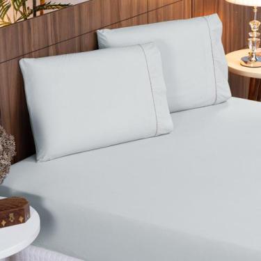 Imagem de Jogo de Lençol Queen 3 Peças Percal 400 Fios 100% Algodão Acetinado Po