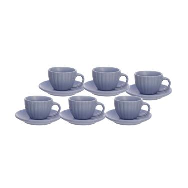 Imagem de Conjunto de Xícaras para Café Hauskraft Bella em Cerâmica 90 ml Azul – 6 Peças