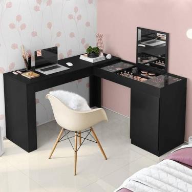 Imagem de Escrivaninha Penteadeira Canto Star com nichos e Painel com espelho fi