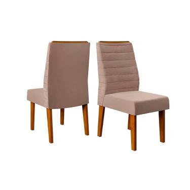 Imagem de Cadeira Sala de Jantar Ondina Kit 2 Un Freijó/Suede Kraft Bege - DJ Móveis