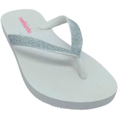 Imagem de Chinelo Molekinha Infantil com Tira em Brilho, Branco, Prata, Menina, 