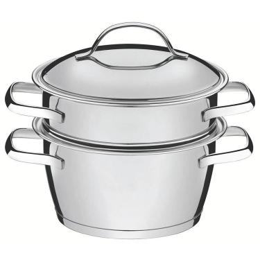 Imagem de Cuscuzeira Tramontina Allegra em Aço Inox com Fundo Triplo 2 Peças 2 L 65650050