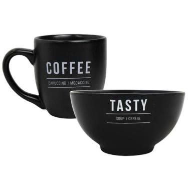 Imagem de Kit De Caneca Em Porcelana 300ml Com Tigela Bowl Para Cereal 440ml Pre