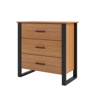 Imagem de Cômoda Industrial 3 Gavetas Freijo/preto Fosco F38 Dalla Costa
