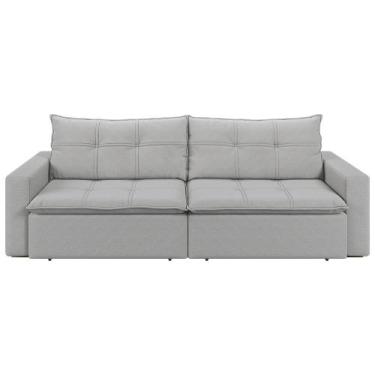 Imagem de Sofá Retrátil e Reclinável Joinville 2,10M Linho - Blossom Casa, Cinza