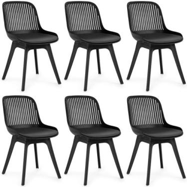 Imagem de Kit 6 Cadeiras de Jantar Estofada Design Marcela - Preto - Magazine De