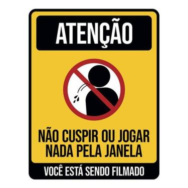 Imagem de Kit 3 Placas Atenção Não Cuspir Jogar Nada Janela Filmado