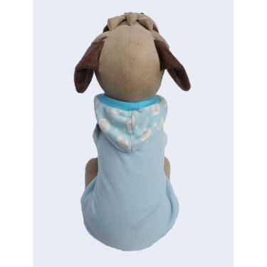 Imagem de Agasalho Pet Azul Ovelhinhas Com Capuz Felpudo Tam G