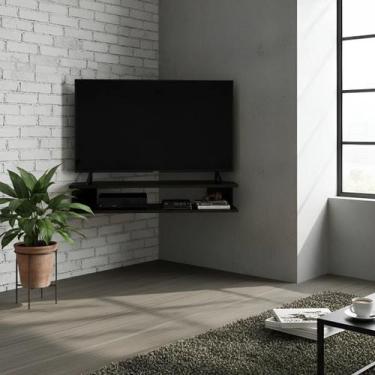 Imagem de Rack Suspenso para TV de até 50 Aparador Bancada Estante de Canto Pret