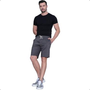 Imagem de Bermuda Masculina Jogger Sarja Com Elastano Cordão Ajustável Bolsos Fu