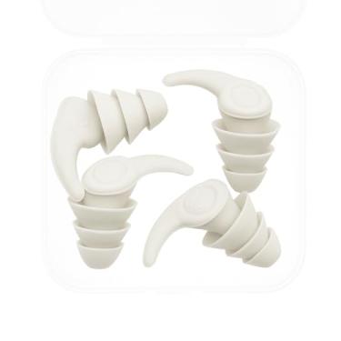 Imagem de 2 Pares Tampão De Ouvido Protetor Auricular Antirruído de Silicone Cinza Barulho Dormir Natação Reutilizável Confortável