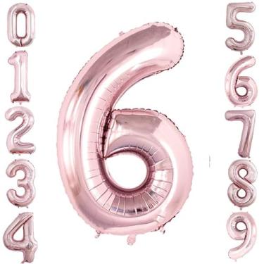 Imagem de GOER 2 peças de balões de ouro rosa de 106 cm, número 6, balões enormes com número de hélio