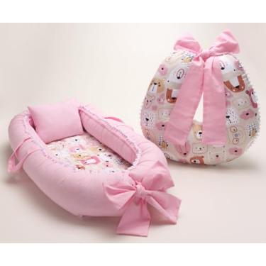 Imagem de Kit Almofada De Amamentação + Ninho Redutor De Berço Menina (Ursa mel)