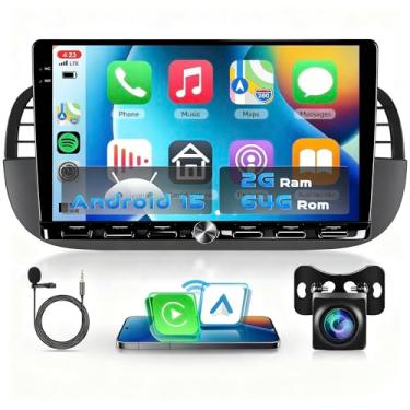 Imagem de [8 Core 4G + 128G] Rádio automotivo para Fiat 500 500C 2007-2015 com Carplay sem fio/Android Auto, tela sensível ao toque de 22 cm com GPS, WiFi, SWC, DSP + câmera de backup